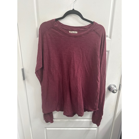 We The Free Tops - We The Free Free People Burgundy Slub Knit Long Sleeve Top Thumbhole Small